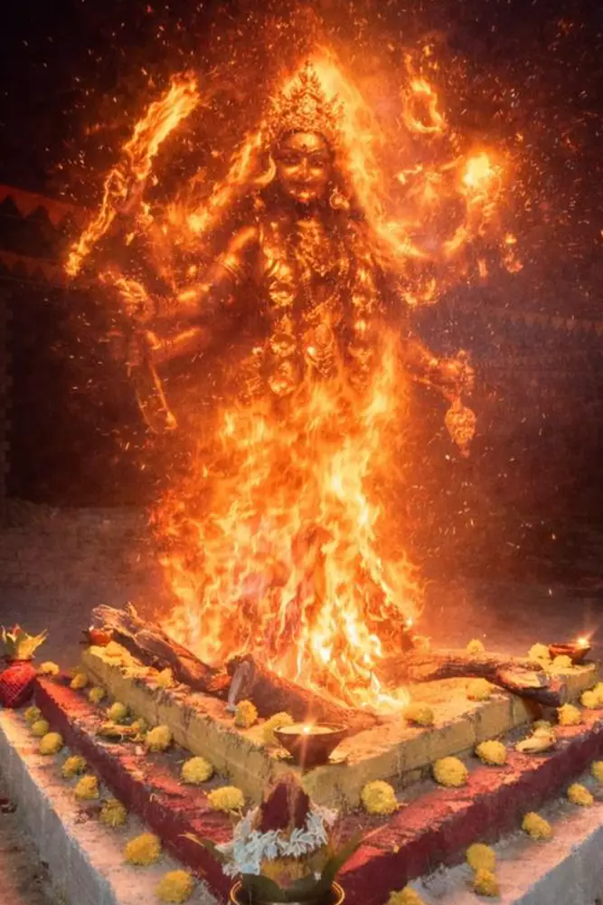 durga devi appearing in homa by astrologer